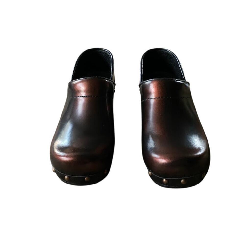 Sanita Clogs Womens Bronze Black Leather Slip-Ons Size EU 35 US4 Nurse Shoes - Picture 10 of 12